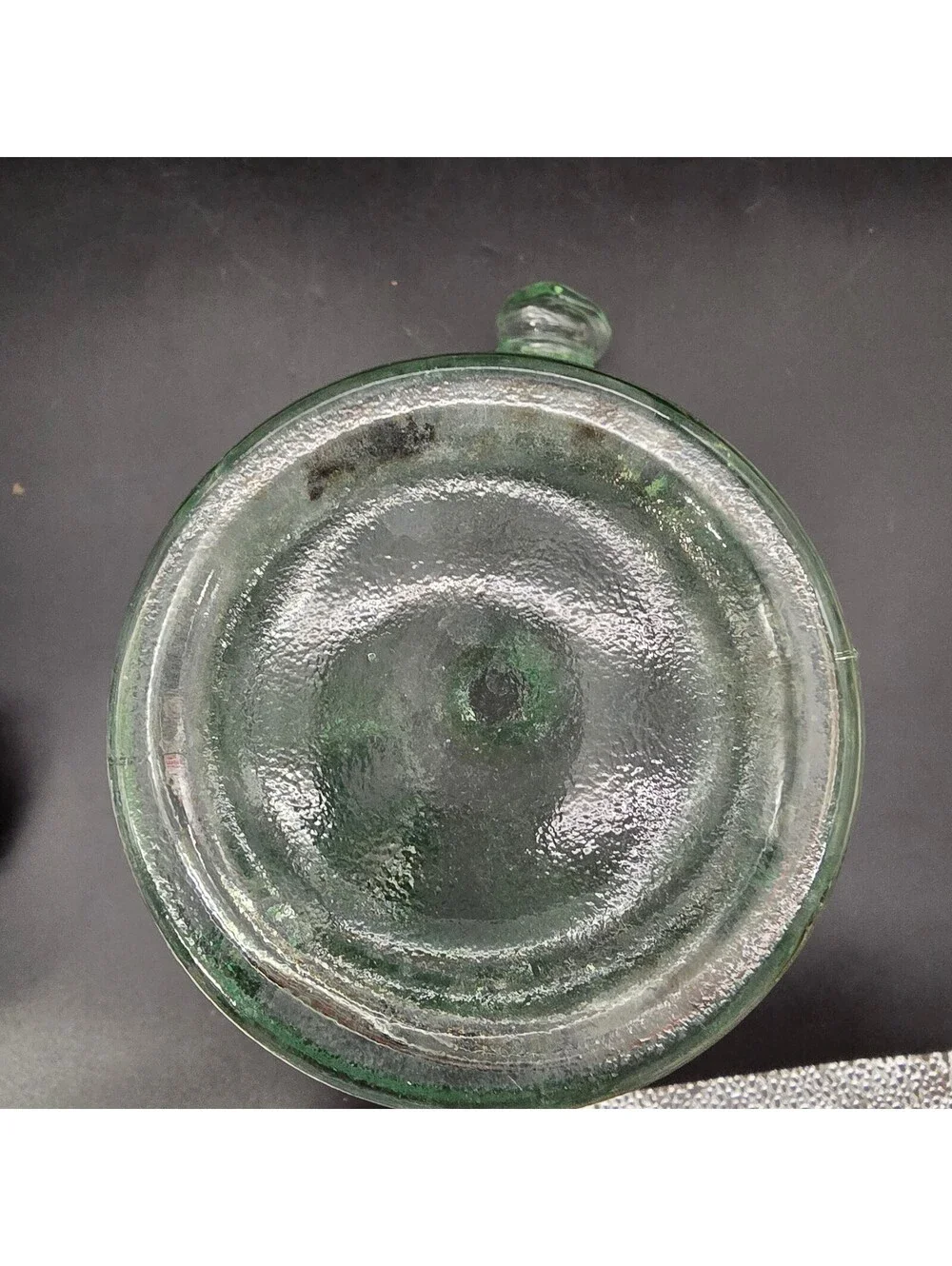 Vintage Spanish Green Glass Decanter Bottle w/ Stopper 3D Dancing Musicians 11.5